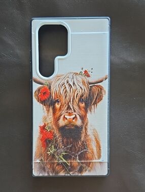 Highland Cow Phone Case - Floral Samsung Galaxy 24 Ultra